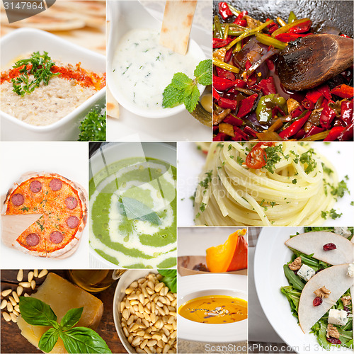 Image of healthy and tasty Italian food collage