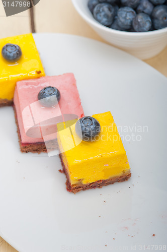 Image of strawberry and mango mousse dessert cake