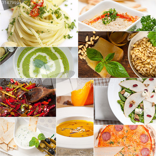 Image of healthy and tasty Italian food collage