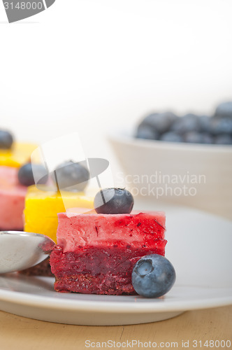 Image of strawberry and mango mousse dessert cake