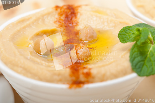 Image of Hummus with pita bread 