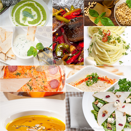 Image of healthy and tasty Italian food collage