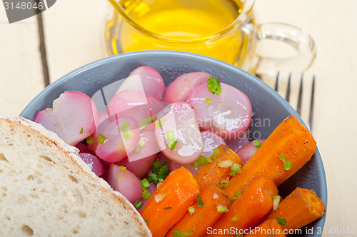 Image of steamed  root vegetable on a bowl