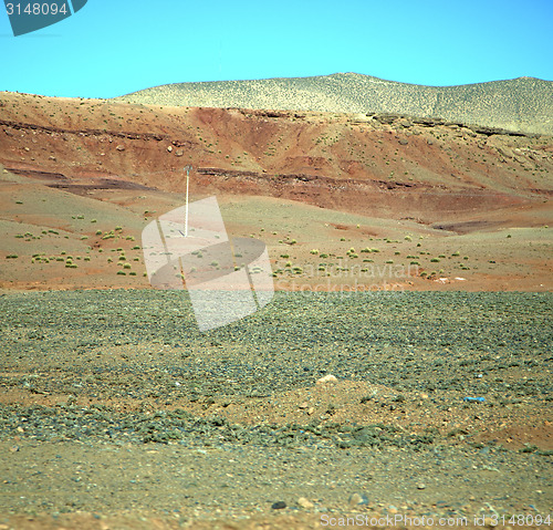 Image of valley in   africa morocco the atlas dry mountain ground isolate