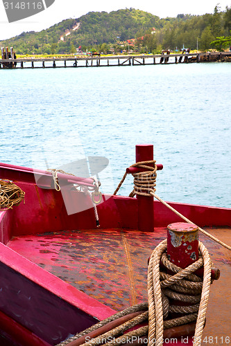Image of  boat blue lagoon  stone in thailand kho  bay  