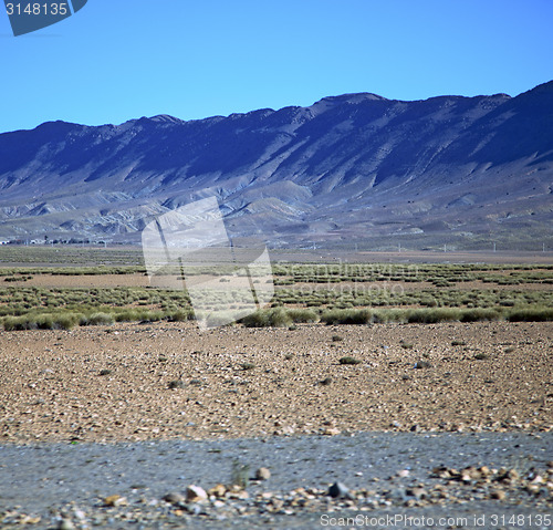 Image of valley hill   in   africa morocco the atlas dry mountain ground 