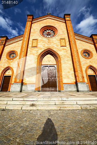 Image of  church  in  the villa cortese  old   closed brick tower sidewal