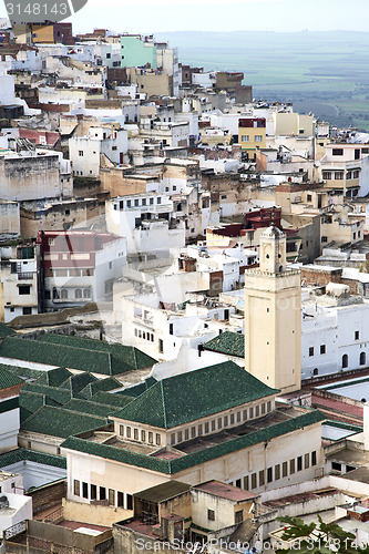 Image of constructions from high in the       village    morocco africa f