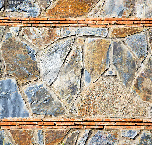 Image of rocks stone and red orange gneiss in the wall of morocco