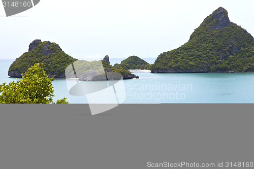 Image of  boat coastline of a  and tree  south china sea thailand kho pha