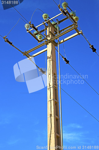 Image of   utility pole in africa morocco energy and distribution pylon