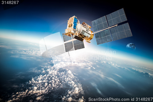 Image of Space satellite over the planet earth