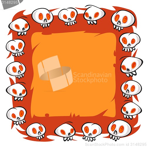 Image of Cartoon Skulls Square Frame on White Background