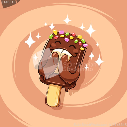 Image of Happy Cartoon Chocolate Ice Cream