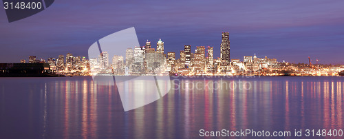 Image of Downtown Seattle Skyline Elliott Bay Puget Sound Office Building