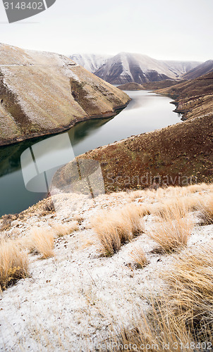 Image of Reservoir Snake River Canyon Cold Frozen Snow Winter Travel Land