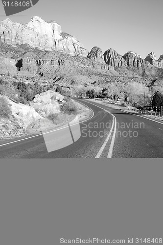 Image of Road Sunrise High Mountain Buttes Zion National Park Desert Sout