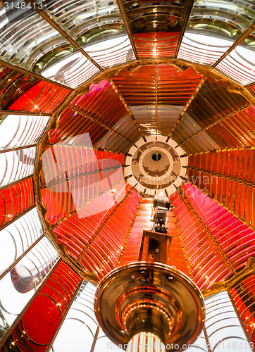 Image of Small Lamp Inside Fresnel Lens Historical Lighthouse Nautical Be