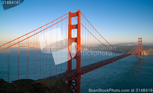 Image of Sunset San Francisco Golden Gate Bridge Pacific Ocean West Coast