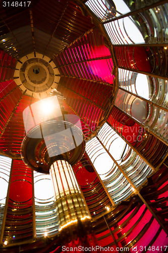 Image of Small Lamp Inside Fresnel Lens Historical Lighthouse Nautical Be