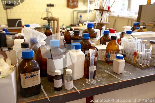 Image of Laboratory with a lot of bottles