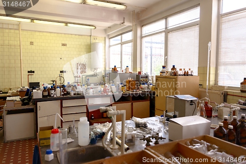 Image of Laboratory with a lot of bottles