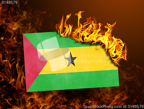 Image of Flag burning - Sao Tome and Principe