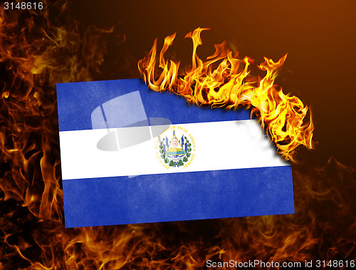 Image of Flag burning - El Salvador