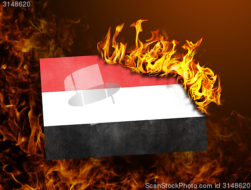 Image of Flag burning - Yemen