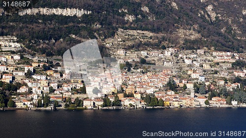 Image of Lake Como and Menaggio town on shore.