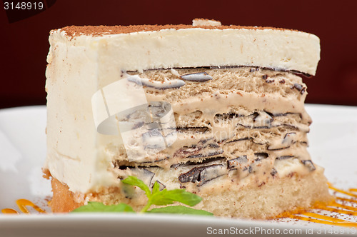 Image of chocolate cake with jam ice cream