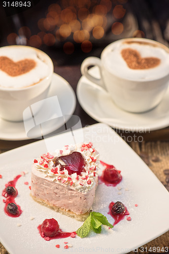 Image of heart-shaped valentine cake