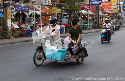 Image of Patong - APRIL 26: Motorcycles and minibike on the streets of Th