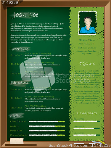 Image of Cool school theme resume design with chalkboard