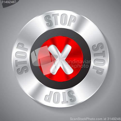 Image of Shiny metallic stop button