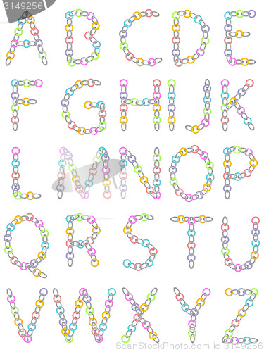 Image of Abc from colored and metallic chain