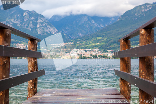 Image of Boat dock on Como lake in Italy