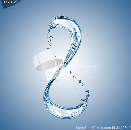 Image of water splash in shape of number 8 on blue