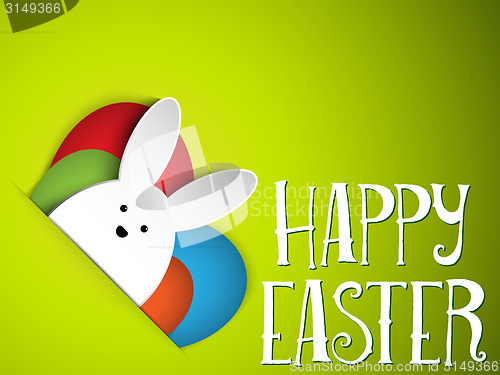 Image of Happy Easter Rabbit Bunny on Green Background