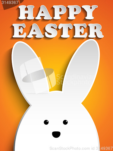 Image of Happy Easter Rabbit Bunny on Orange Background