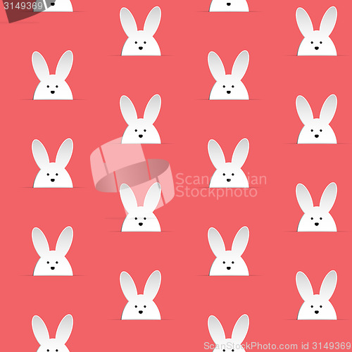 Image of Happy Easter Rabbit Bunny Pink Seamless Background