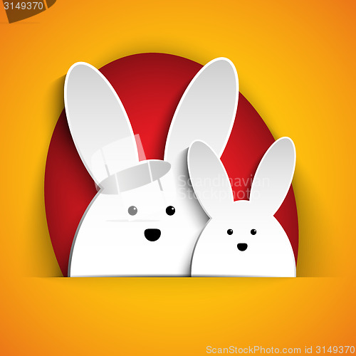 Image of Happy Easter Rabbit Bunny on Orange Background