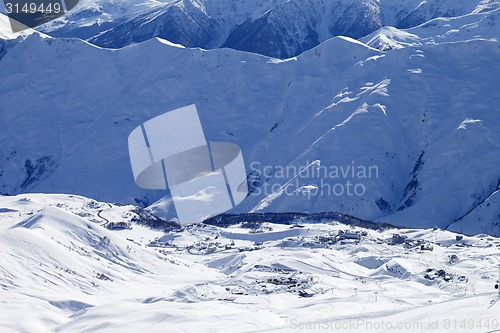 Image of View on ski resort and off-piste slope