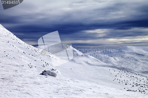 Image of Winter mountains and storm sky
