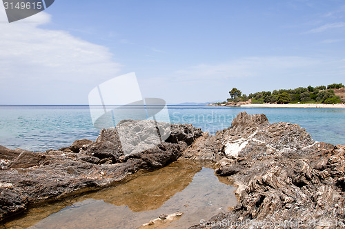 Image of sea and volcanic rocky shore