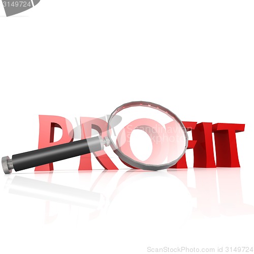 Image of Magnifying glass with red profit word