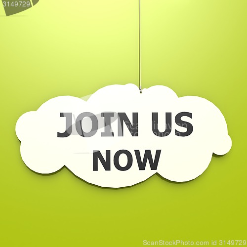 Image of Join us now word in green background