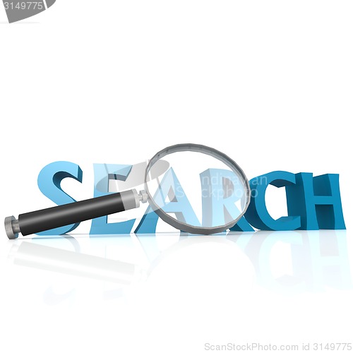 Image of Magnifying glass with blue search word