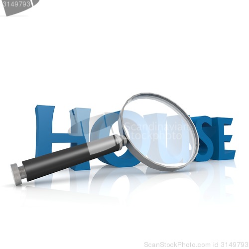 Image of Magnifying glass with blue house word