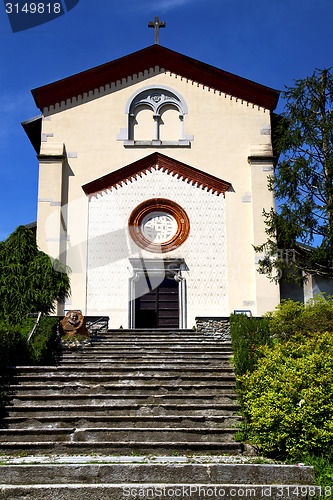 Image of  lombardy       the crugnola old   church  closed brick tower   